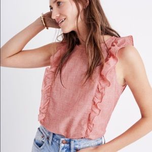 Madewell Bellflower Ruffle Top in Red XXS